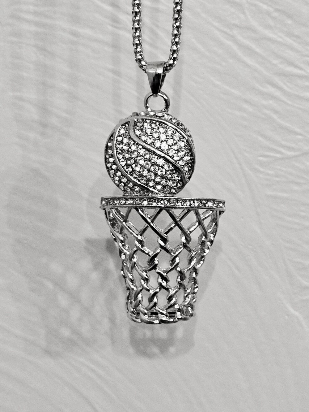Silver Basketball Hoop Pendant Necklace - Women Jewelry